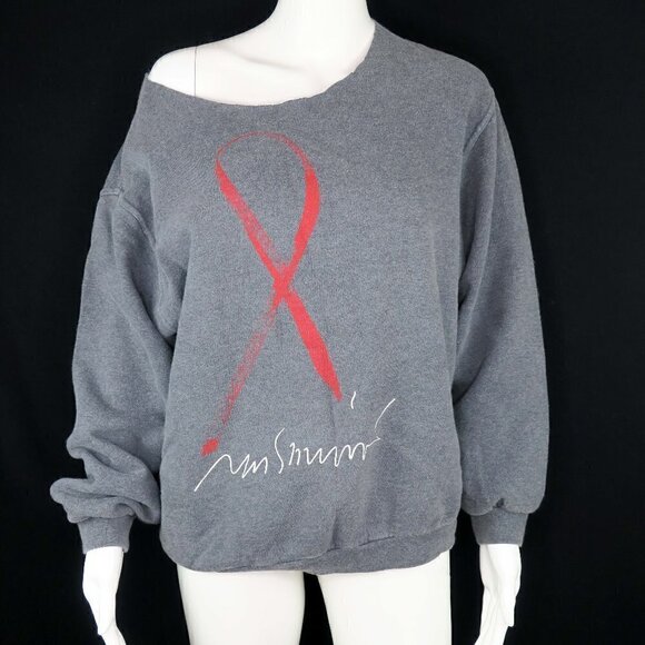 Moschino Jeans 90's AIDS Red Ribbon Sweatshirt - Picture 1 of 7